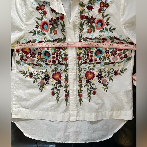 Zara White Embroidered Button zip Top size XS - Picture 6 of 7